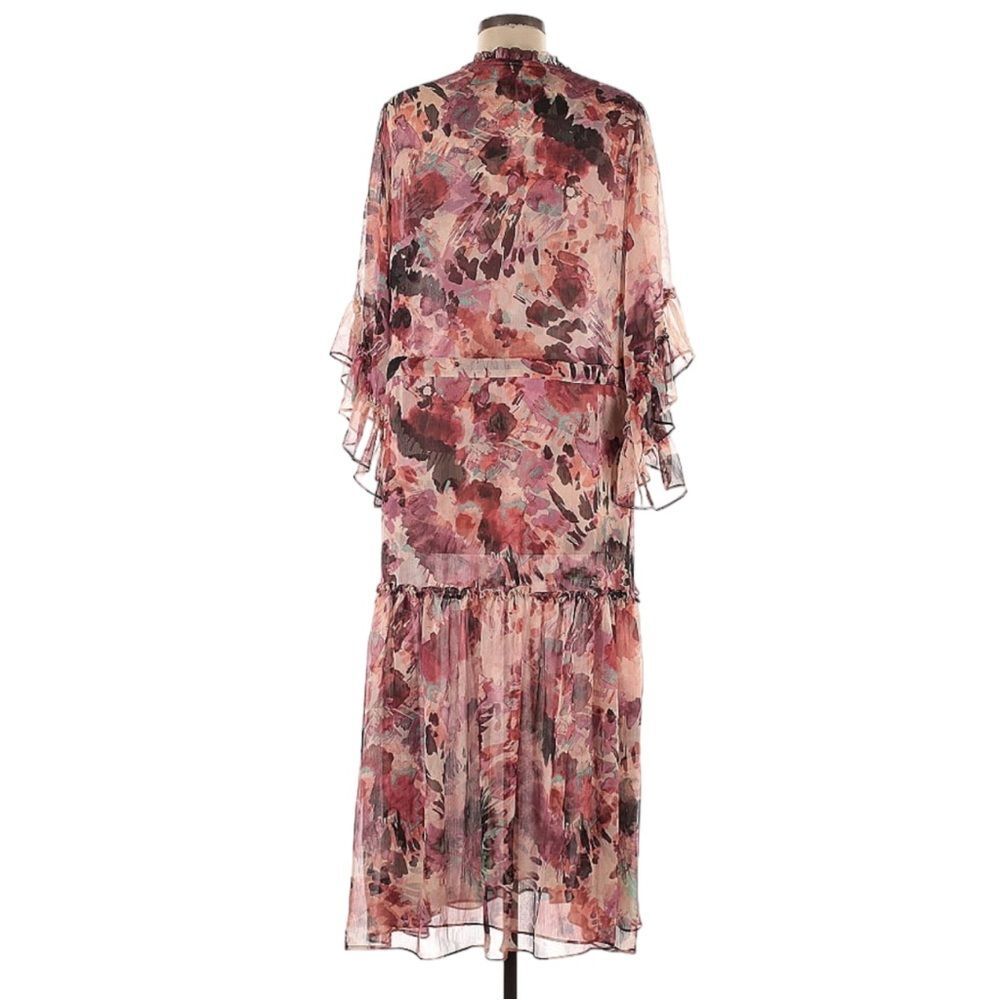 MISA Los Angeles Ruffle Trim Chiffon Floral Maxi Dress M Romantic Party Cocktail - Picture 2 of 8